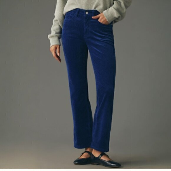 Anthropologie‎ Pilcro Size 31 Petite The Yaya Mid-Rise Corduroy Crop Flare Jeans - Picture 1 of 7